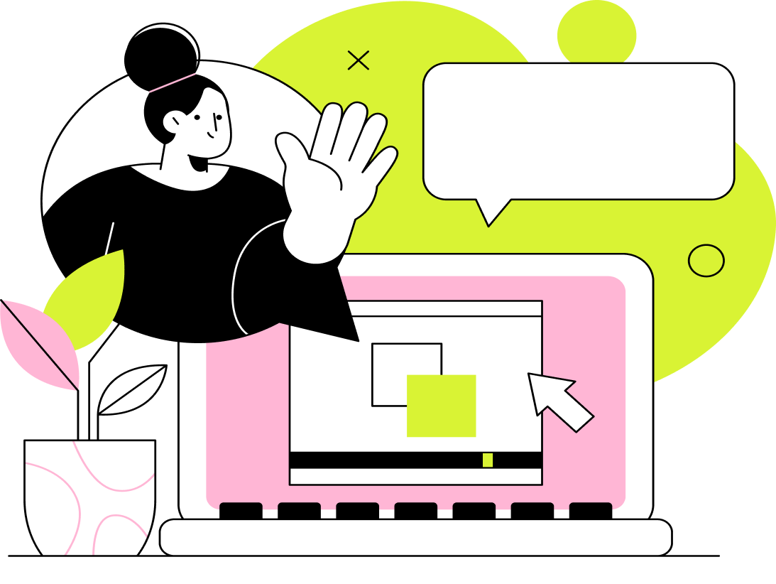 Ilustracija: profesor pozdravlja učenika sa ekrana laptopa tokom online časa